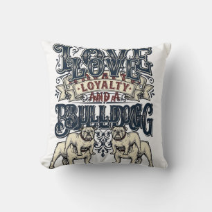 Cojín Decorativo Camiseta de amor de Bulldog Grabado vintage cita d
