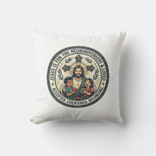 Cojín Decorativo Camiseta de ánimo neurodivergente de Jesús Inspira