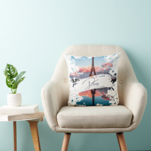 Cojín Decorativo Camiseta de arte con salpicaduras de acuarela de P
