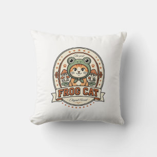 Cojín Decorativo Camiseta de arte vectorial vintage de gato rana Fr