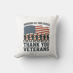 Cojín Decorativo Camiseta de bandera militar patriótica de agradeci