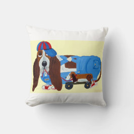 Cojín Decorativo Camiseta de Basset Hound con juguete de arrastre