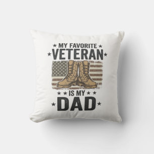 Cojín Decorativo Camiseta de Botas de Combate Patrióticas para Papá