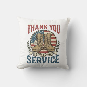 Cojín Decorativo Camiseta de Botas Militares de Servicio Gracias