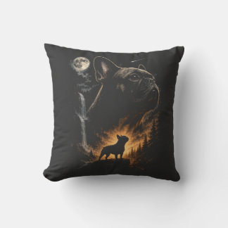 Cojín Decorativo Camiseta de Bulldog Francés Aullando a la Luna, Vi