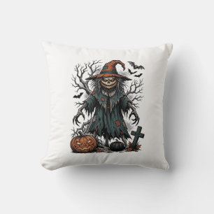 Cojín Decorativo Camiseta de calabaza de Halloween de espantapájaro