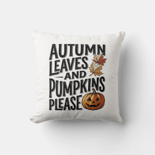 Cojín Decorativo Camiseta de calabaza de otoño con hojas y ambiente