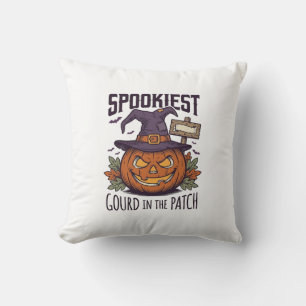 Cojín Decorativo Camiseta de calabaza espeluznante grabado vintage
