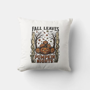 Cojín Decorativo Camiseta de calabaza vintage hojas de otoño cosech
