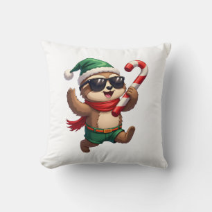 Cojín Decorativo Camiseta de Caña de Caramelo de Menta de Perezoso