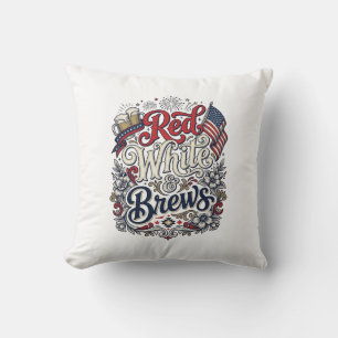 Cojín Decorativo Camiseta de cerveza patriótica Red White & Brews D