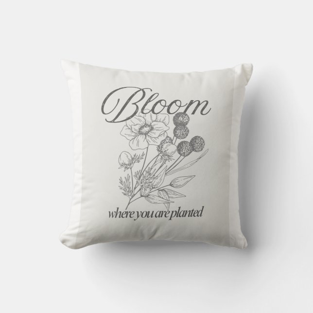 Cojín Decorativo Camiseta de Cita Inspiradora de Crecimiento (Anverso)