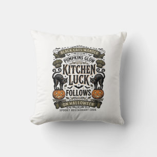 Cojín Decorativo Camiseta de cocinero de Halloween Gato negro vinta