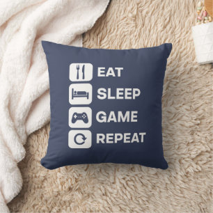 Cojín Decorativo Camiseta de comer dormir jugar repetir regalo dive