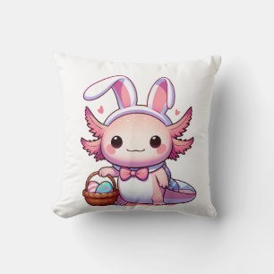 Cojín Decorativo Camiseta de conejito de Pascua Axolotl Orejas Huev