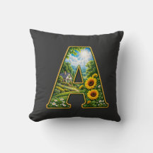 Camiseta de cottage de girasoles con letra A de or