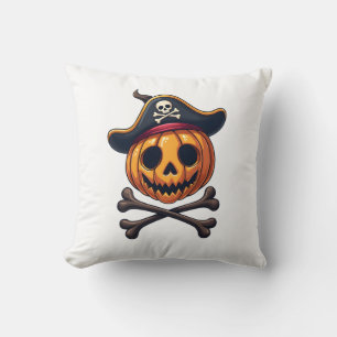 Cojín Decorativo Camiseta de cráneo de Halloween del pirata de cala