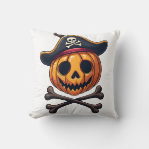 Cojín Decorativo Camiseta de cráneo de Halloween del pirata de cala
