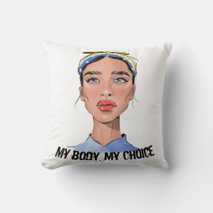 Cojín Decorativo Camiseta de derechos de la mujer de mi cuerpo de m