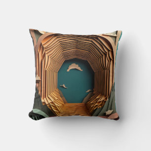 Cojín Decorativo Camiseta de diseño de arte de papel 3D