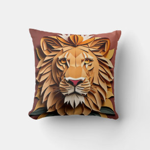 Cojín Decorativo Camiseta de diseño de arte de papel 3D de león