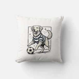 Cojín Decorativo Camiseta de diseño de grabado de perro de fútbol v