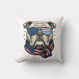 Cojín Decorativo Camiseta de diseño de grabado vintage de bulldog p