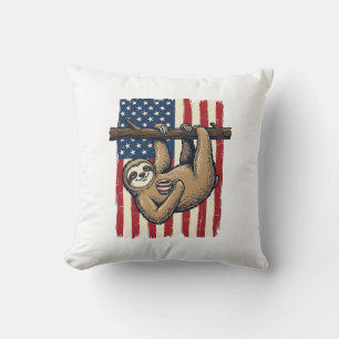 Cojín Decorativo Camiseta de diseño de grabado vintage de perezoso 