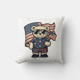 Cojín Decorativo Camiseta de diseño de osito de peluche vintage pat