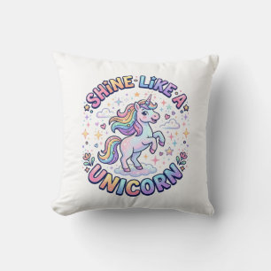 Cojín Decorativo Camiseta de diseño gráfico de unicornio brilla com