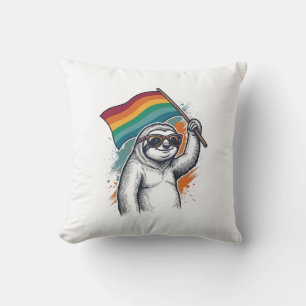 Cojín Decorativo Camiseta de diseño vintage de perezoso de orgullo_