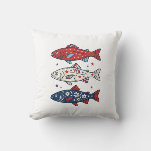 Cojín Decorativo Camiseta de diseño vintage de tres peces patriótic