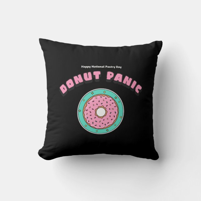 Cojín Decorativo Camiseta de Doughnut Panic (Anverso)