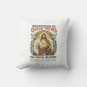 Cojín Decorativo Camiseta de entrega de trabajador postal de Jesús 