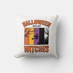 Cojín Decorativo Camiseta de escoba de bruja de Halloween vintage D
