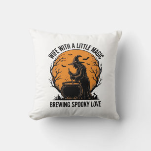 Cojín Decorativo Camiseta de Esposa de Halloween Bruja Vintage Cald