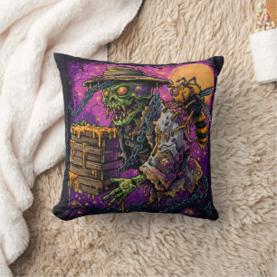 Cojín Decorativo Camiseta de Fantasía Oscura de Apicultor Zombie y