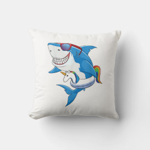Cojín Decorativo Camiseta de fiesta de tiburones unicornios para ni