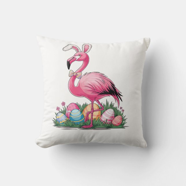 Cojín Decorativo Camiseta de flamenco de Pascua (Anverso)