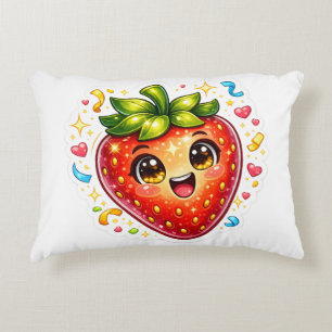 Cojín Decorativo Camiseta de Fresa Dormida Adorable   Fruta Kawaii