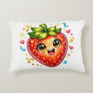 Cojín Decorativo Camiseta de Fresa Dormida Adorable | Fruta Kawaii