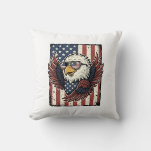 Cojín Decorativo Camiseta de Gafas de Sol Águila Patriótica Vintage