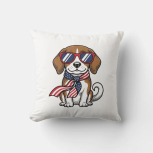 Cojín Decorativo Camiseta de gafas de sol de perro Beagle patriótic