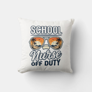 Cojín Decorativo Camiseta de Gafas de Sol Vintage Enfermera Escolar