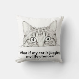 Cojín Decorativo Camiseta de gato juzgando sarcásticamente | Regalo