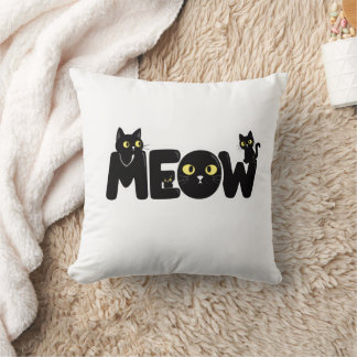 Cojín Decorativo Camiseta de gato negro adorable maúllido