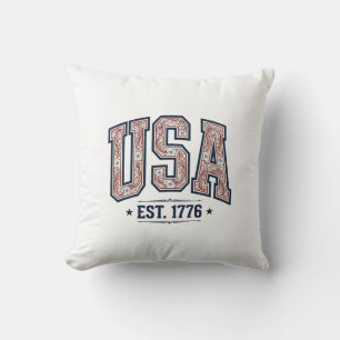 Cojín Decorativo Camiseta de grabado patriótico Vintage USA Est 177