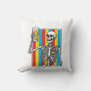 Cojín Decorativo Camiseta de grabado vintage de arcoíris de cerveza