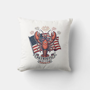 Cojín Decorativo Camiseta de grabado vintage de bandera de langosta