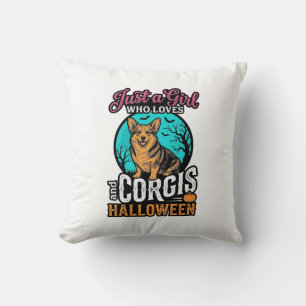 Cojín Decorativo Camiseta de grabado vintage de Corgis y niña de Ha